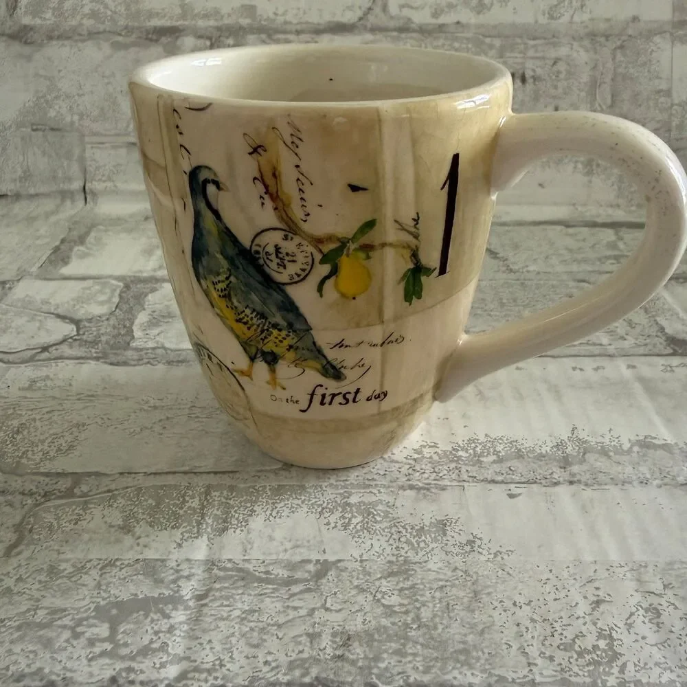 Williams Sonoma 12 Days Christmas Mug Days 1 2 3 Partridge Dove Hen Vintage